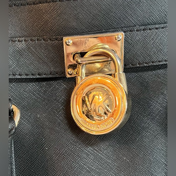 Michael Kors MK Large Hamilton Tote Bag Black Saffiano Leather Black Purse - Picture 2 of 12